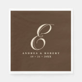Serviette En Papier Serviettes de Mariage monogramme avec nom (Devant)
