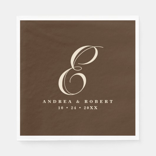 Serviette En Papier Serviettes de Mariage monogramme avec nom (Devant)