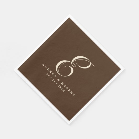 Serviette En Papier Serviettes de Mariage monogramme avec nom (Coin)