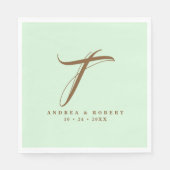 Serviette En Papier Serviettes de Mariage monogramme avec nom (Devant)