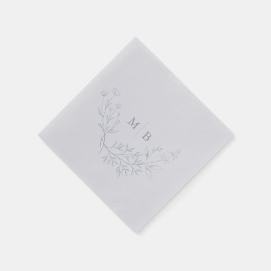 Serviette En Papier Serviettes de Mariage monogramme bleu poussiéreux  (Coin)