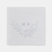 Serviette En Papier Serviettes de Mariage monogramme bleu poussiéreux  (Devant)