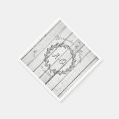 Serviette En Papier Serviettes de Mariage Monogramme Rustique Blanc (Coin)