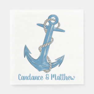 Serviette En Papier Serviettes de mariage nautiques bleu océan de Sail