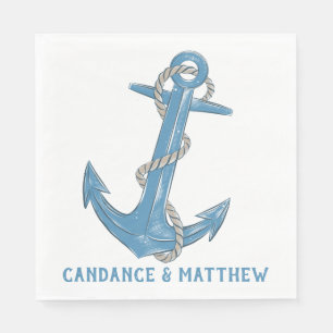 Serviette En Papier Serviettes de mariage nautiques bleu océan Sailor