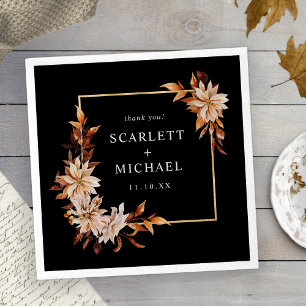 Serviette En Papier Serviettes de mariage noir automne