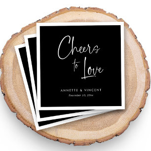 Serviette En Papier Serviettes de Mariage noir et blanc classique avec