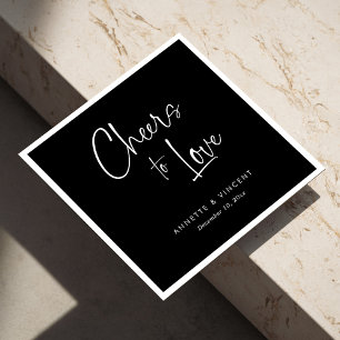 Serviette En Papier Serviettes de Mariage noir et blanc classique avec