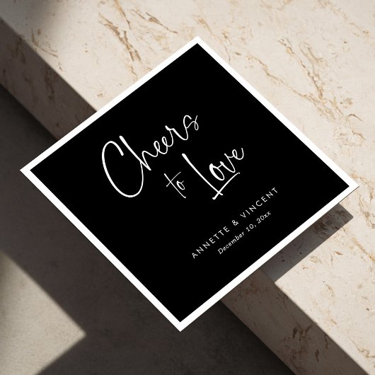 Serviette En Papier Serviettes de Mariage noir et blanc classique avec