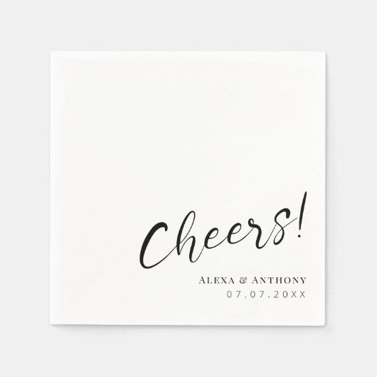 Serviette En Papier Serviettes de Mariage noir et blanc personnalisées (Devant)