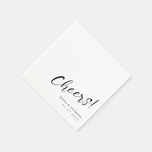 Serviette En Papier Serviettes de Mariage noir et blanc personnalisées (Coin)