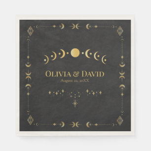 Serviette En Papier Serviettes de mariage noir et or Celestial Gothic