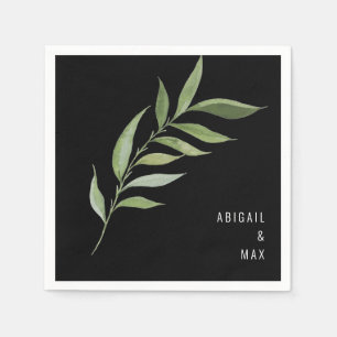 Serviette En Papier Serviettes de Mariage noir Foliage moderne