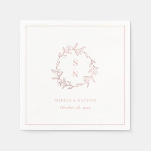 Serviette En Papier Serviettes de mariage or rose et blanc