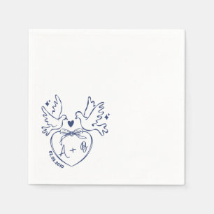 Serviette En Papier Serviettes de mariage personnalisées avec cœur de