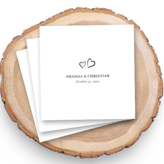 Serviette En Papier Serviettes de mariage personnalisées avec double c