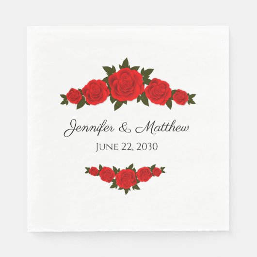 Serviette En Papier Serviettes de mariage personnalisées avec Roses ro (Devant)