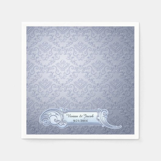 Serviette En Papier Serviettes de mariage personnalisées bleu glace (Devant)