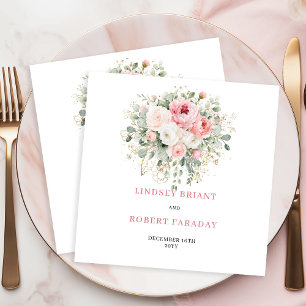 Serviette En Papier Serviettes de mariage personnalisées Boho Blush Fl