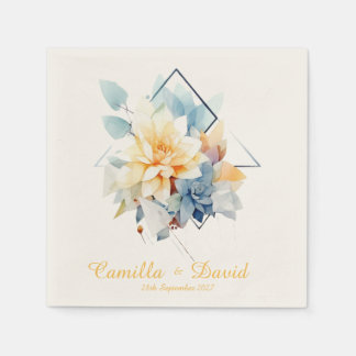 Serviette En Papier Serviettes de mariage personnalisées Cub-Fleur Jau