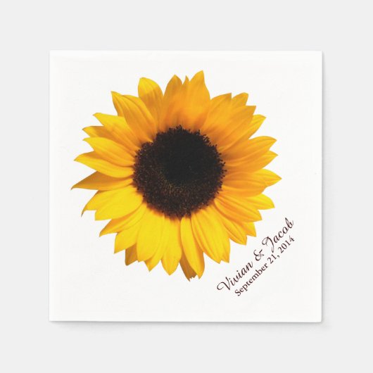 Serviette En Papier Serviettes de mariage personnalisées en fleurs de  (Devant)