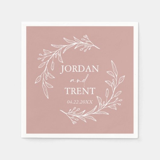 Serviette En Papier Serviettes de mariage personnalisées Eucalyptus Du (Devant)