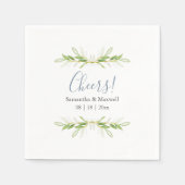 Serviette En Papier Serviettes de mariage personnalisées Feuilles vert (Devant)