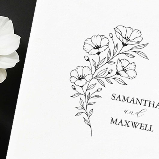 Serviette En Papier Serviettes de mariage personnalisées Flore noir et