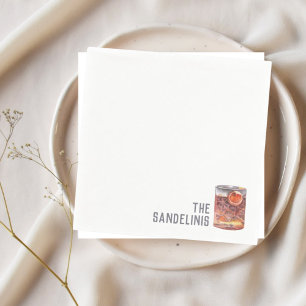 Serviette En Papier Serviettes de mariage personnalisées Negroni Cockt