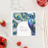 Serviette En Papier Serviettes de mariage personnalisées Peacock et pl (En situation)
