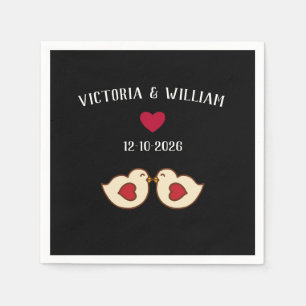Serviette En Papier Serviettes de mariage personnalisées Rétro Amour O