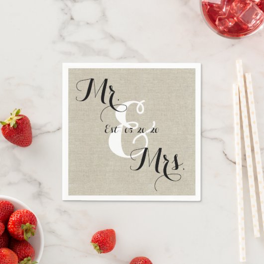Serviette En Papier Serviettes de mariage personnalisées Rustique M. e (En situation)