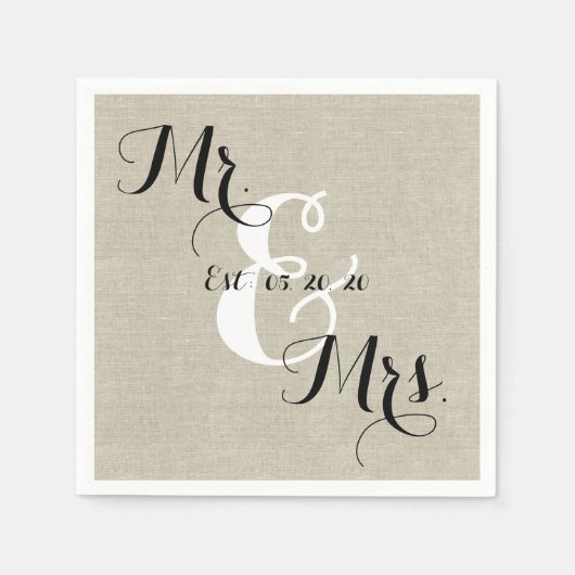 Serviette En Papier Serviettes de mariage personnalisées Rustique M. e (Devant)