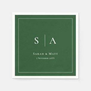 Serviette En Papier Serviettes de mariage personnalisées vert forêt