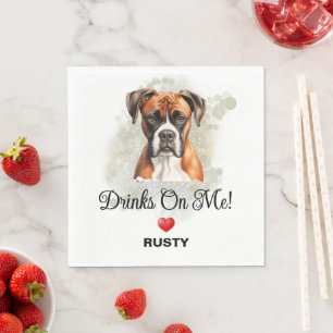 Serviette En Papier Serviettes de mariage pour chien boxer Drinks on M