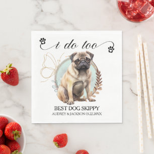 Serviette En Papier Serviettes de mariage pour chien Carlin avec photo