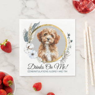 Serviette En Papier Serviettes de mariage pour chien Cavapo avec photo