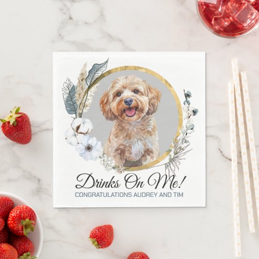 Serviette En Papier Serviettes de mariage pour chien Cockapoo avec pho (En situation)