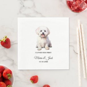 Serviette En Papier Serviettes de mariage pour chien maltais avec phot