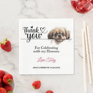 Serviette En Papier Serviettes de mariage pour chien Pékinois avec pho