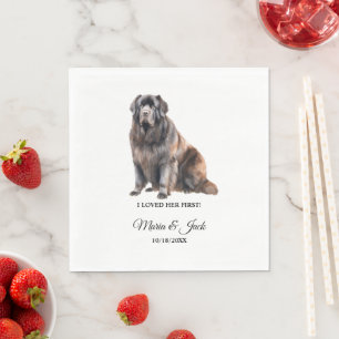 Serviette En Papier Serviettes de mariage pour chien Terre-Neuve avec