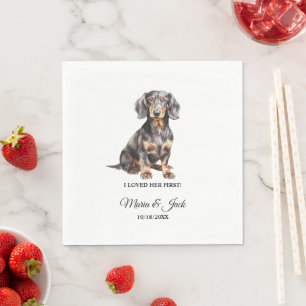 Serviette En Papier Serviettes de mariage pour le premier chien teckel