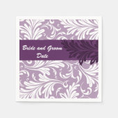 Serviette En Papier Serviettes de Mariage pourpre personnalisées (Devant)