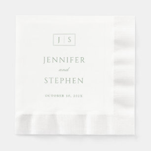 Serviette En Papier Serviettes de mariage rayées vert sauge