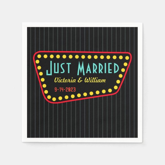 Serviette En Papier Serviettes de mariage Retro Just Married (Devant)
