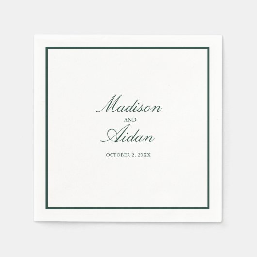 Serviette En Papier Serviettes de mariage romantique Green Custom (Devant)