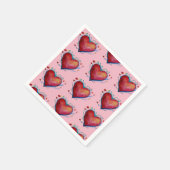 Serviette En Papier Serviettes de Mariage rose Coeurs rouges (Coin)