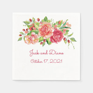 Serviette En Papier Serviettes de Mariage rose et de Pêche