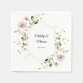 Serviette En Papier Serviettes de Mariage rose pastel (Devant)