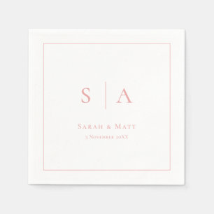 Serviette En Papier Serviettes de mariage rose poudré personnalisées s